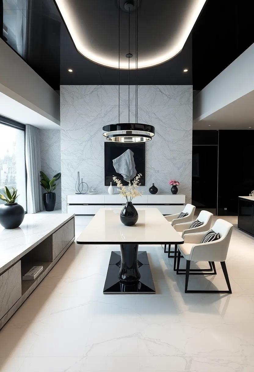Futuristic Flair: Delve into the realms of ultra-modern designs featuring sleek, clean lines and high-gloss finishes that elevate ⁢the black⁢ and white aesthetic