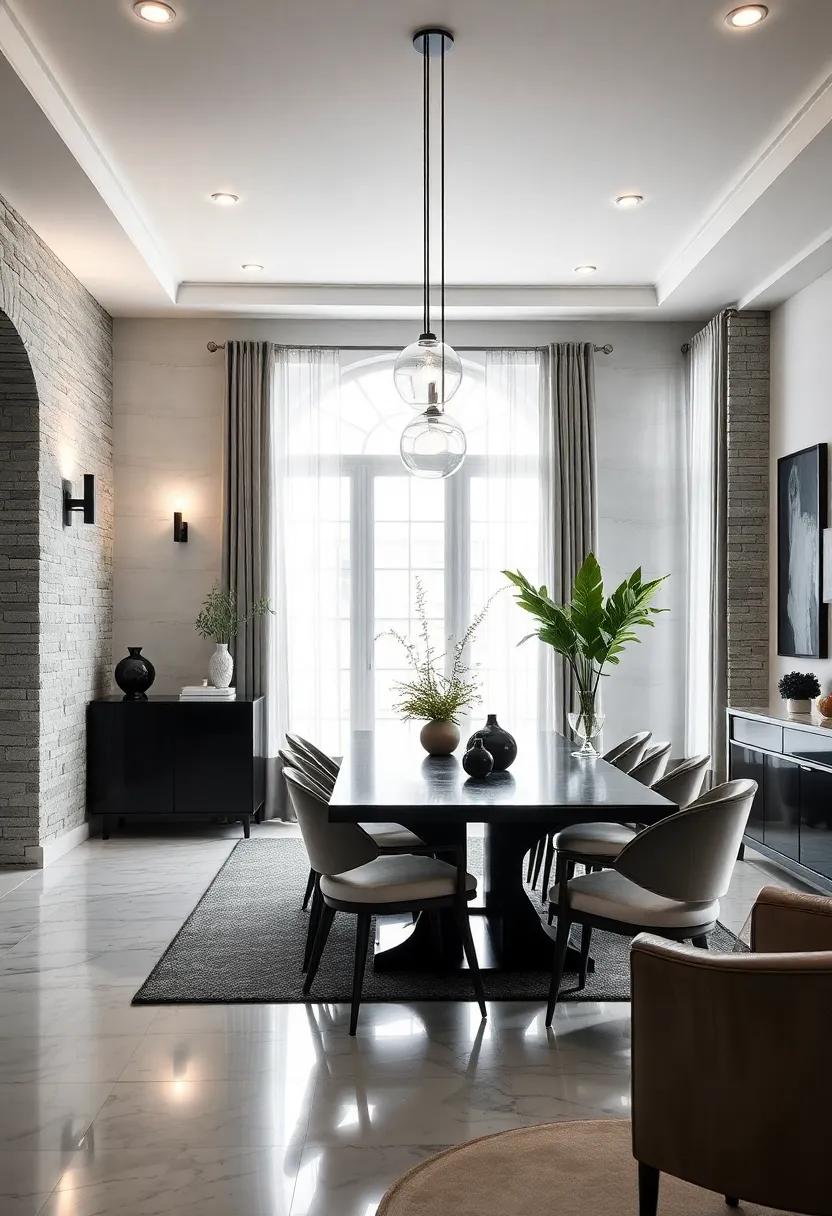 Layered Lighting:⁢ Examine the effect ​of sconces and pendant lights working in harmony to‌ create a soft glow among⁤ stark black and white contrasts