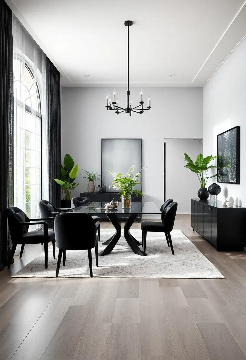 Nature’s‍ Touch: ‌Explore the beauty of bringing the outdoors in, with greenery contrasting against black-dominant decor to add life and colors to a monochrome space