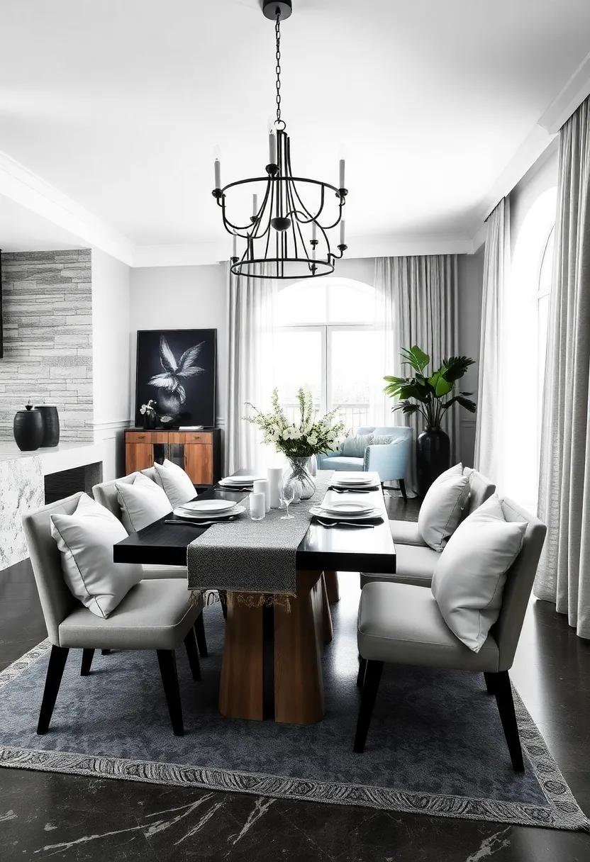 Monochrome ‌Magic: Uncover ​the⁤ charm⁣ of monochrome textiles, such as black⁢ and⁣ white table runners and cushions, that invite subtle yet defining contrasts to the dining space