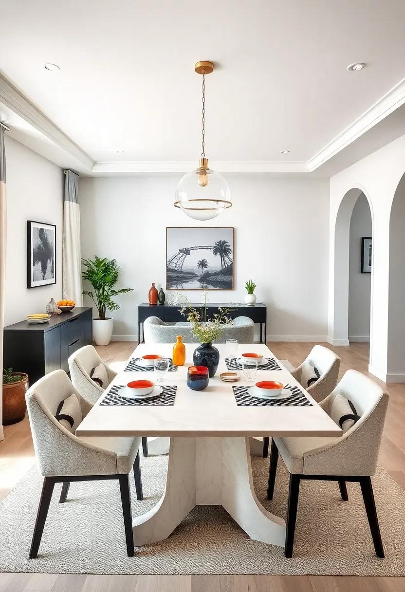 Family-friendly Fun: discover playful ⁢elements, like black-and-white​ patterned placemats ​and colorful accessories on a neutral table, that encourage lively family‌ gatherings