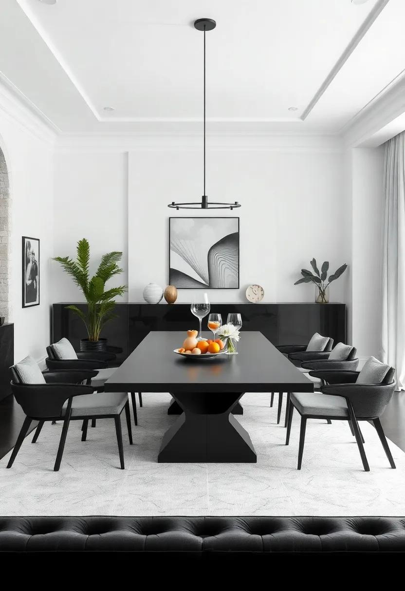 Statement Furniture: Get inspired by the presence ⁣of a bold,black‌ dining table⁣ that commands ⁤attention in⁣ an all-white room,creating a‍ striking centerpiece