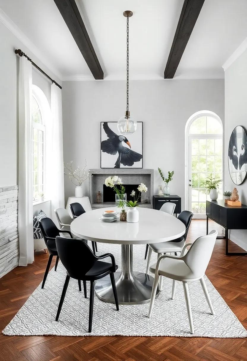 Eclectic Mix: consider an eclectic approach that incorporates various black ⁢and white elements – think mismatched‌ chairs around a classic white table​ for a whimsical vibe