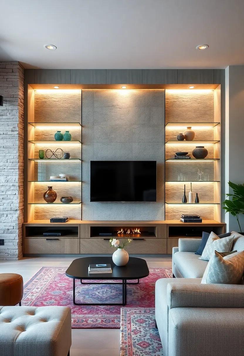 Lighted Display:⁤ This design integrates LED lighting within ⁢the ⁤glass shelves, illuminating ‌your treasured⁣ items and creating a ⁣warm‌ ambiance in your living ‍room