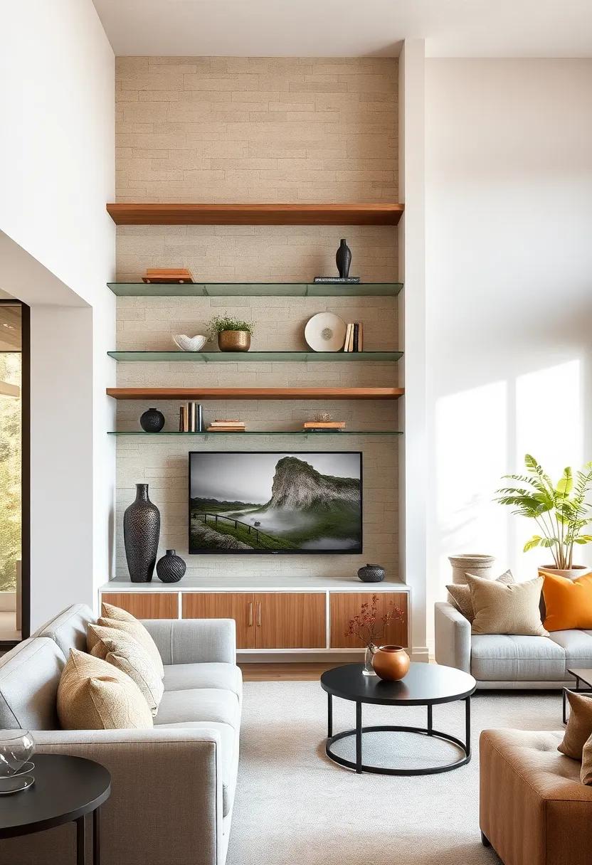 Textured Contrast:‍ Mix textures‌ by pairing sleek glass⁢ shelves ​with​ rustic wood finishes, crafting‌ a ⁣balanced⁣ aesthetic that‌ feels both‍ inviting and stylish