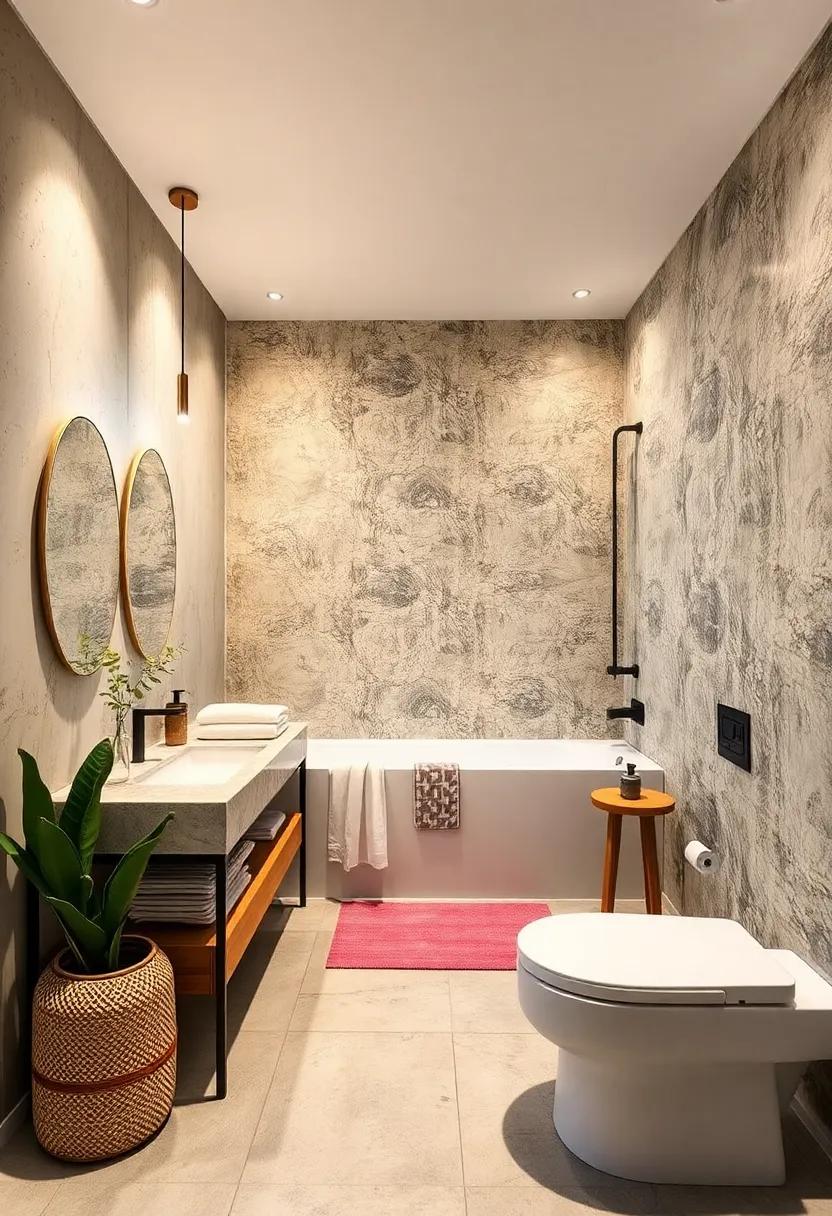 Bold‍ Backdrops⁤ with Wallpaper:⁣ Bring a pop of creativity to your bathroom with waterproof wallpaper that showcases your personality and style