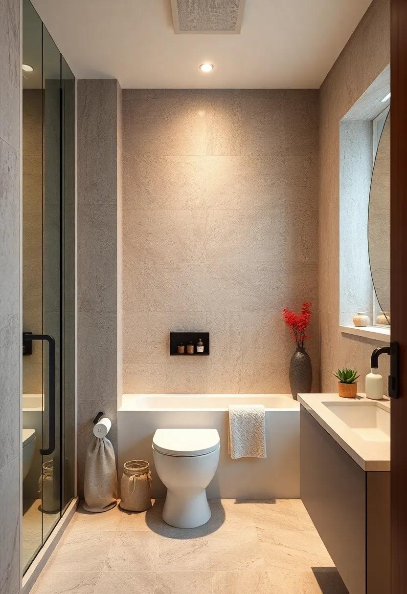 Compact Fixtures: Select smaller fixtures and appliances that fit snugly into your bathroom’s layout without ​compromising on functionality ​or aesthetic appeal