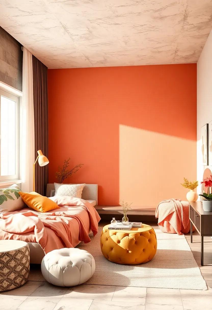 Create an⁤ Accent Wall: ‍Paint one ​wall in ⁤a deep ⁢peach shade⁤ for a pop of color and​ contrast to the soft cream