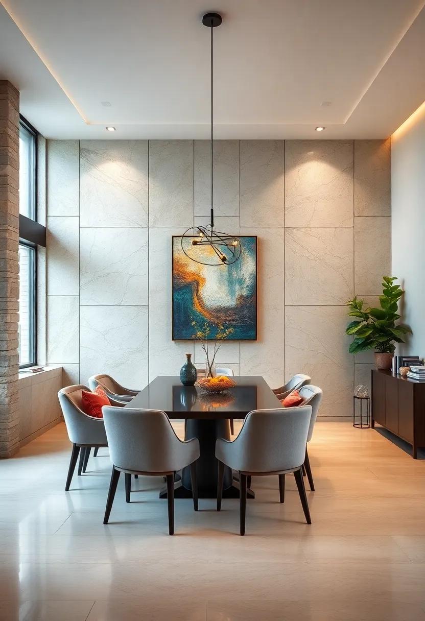 Custom Art Panels: Commission bespoke art panels that reflect your style and interests, ensuring your dining room is a true reflection of you