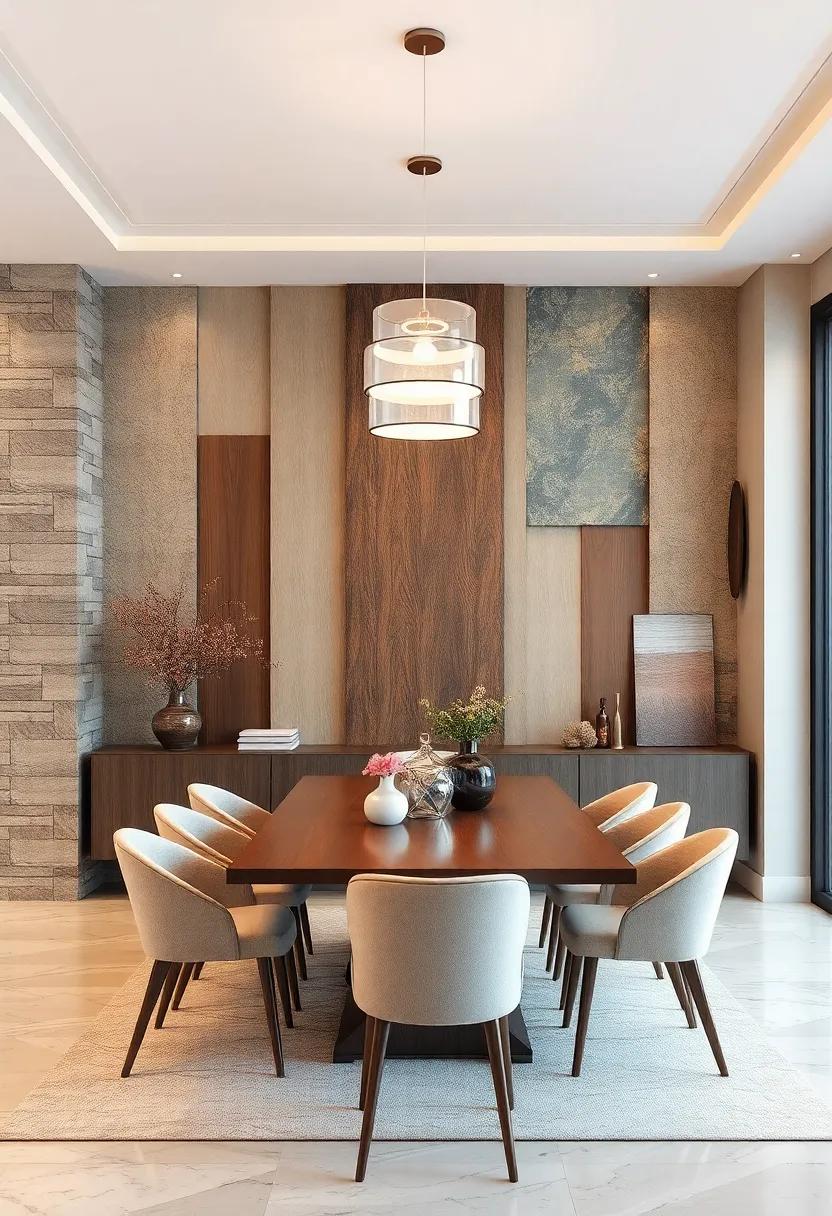 Mixed Media Designs: Combine different materials like ‍wood, metal, and fabric in⁢ unique patterns behind your‍ dining table, ⁤making your dining area truly one-of-a-kind