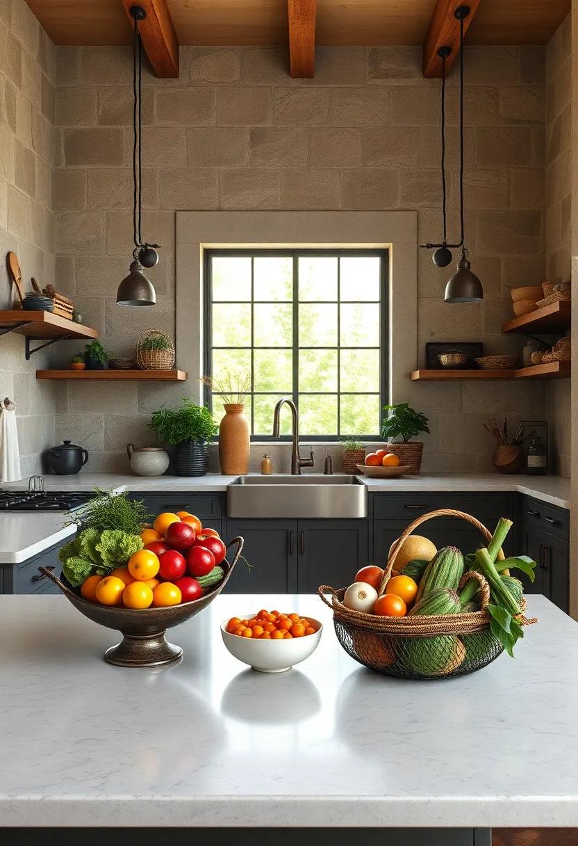 display Farm-to-Table Produce: Arrange seasonal fruits and vegetables in decorative bowls ‌or baskets as an artful reminder of nature’s bounty