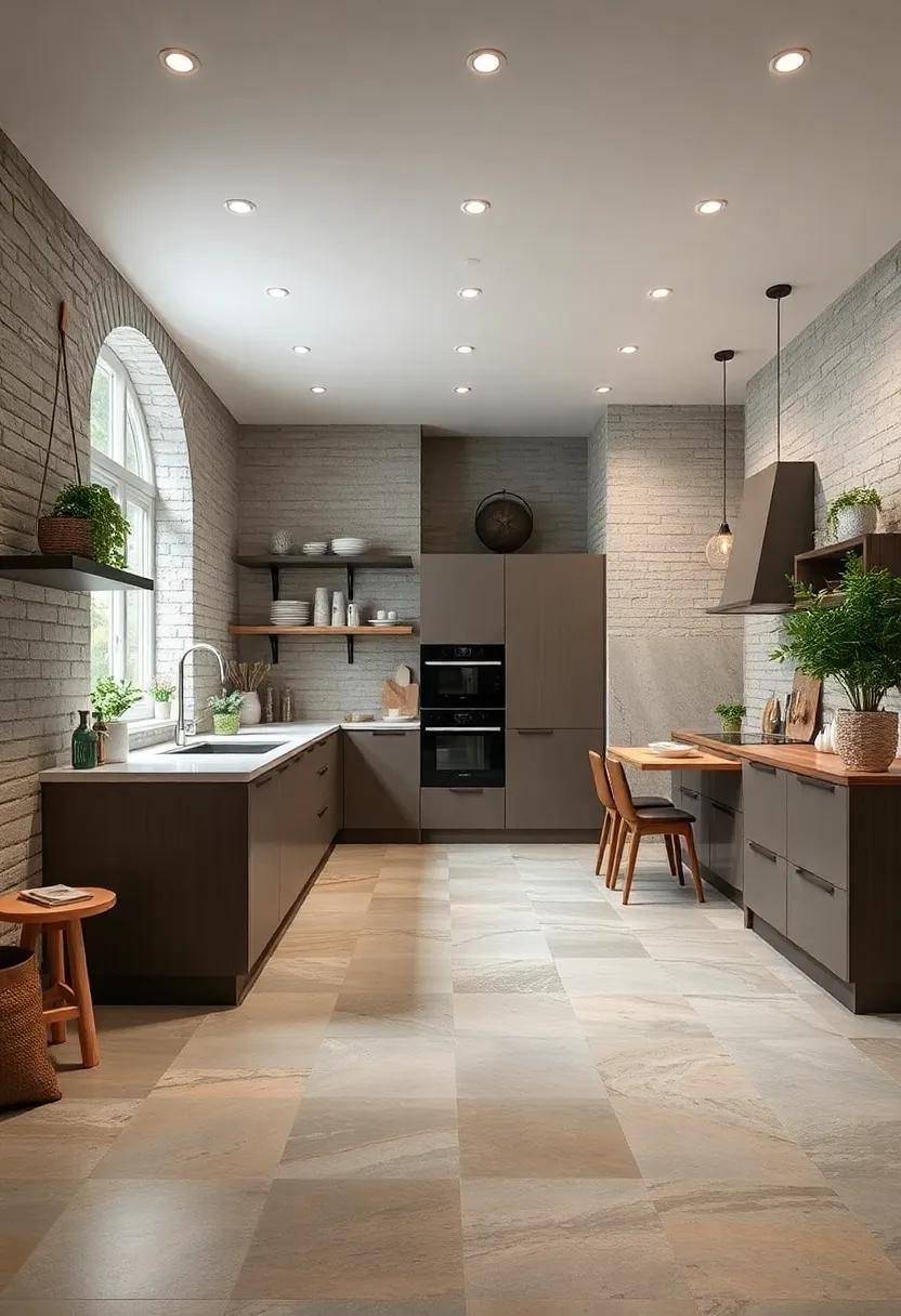 Incorporate⁣ Stone​ Flooring: Opt for natural ‍stone tiles or concrete flooring for a robust‌ and earthy foundation to your kitchen