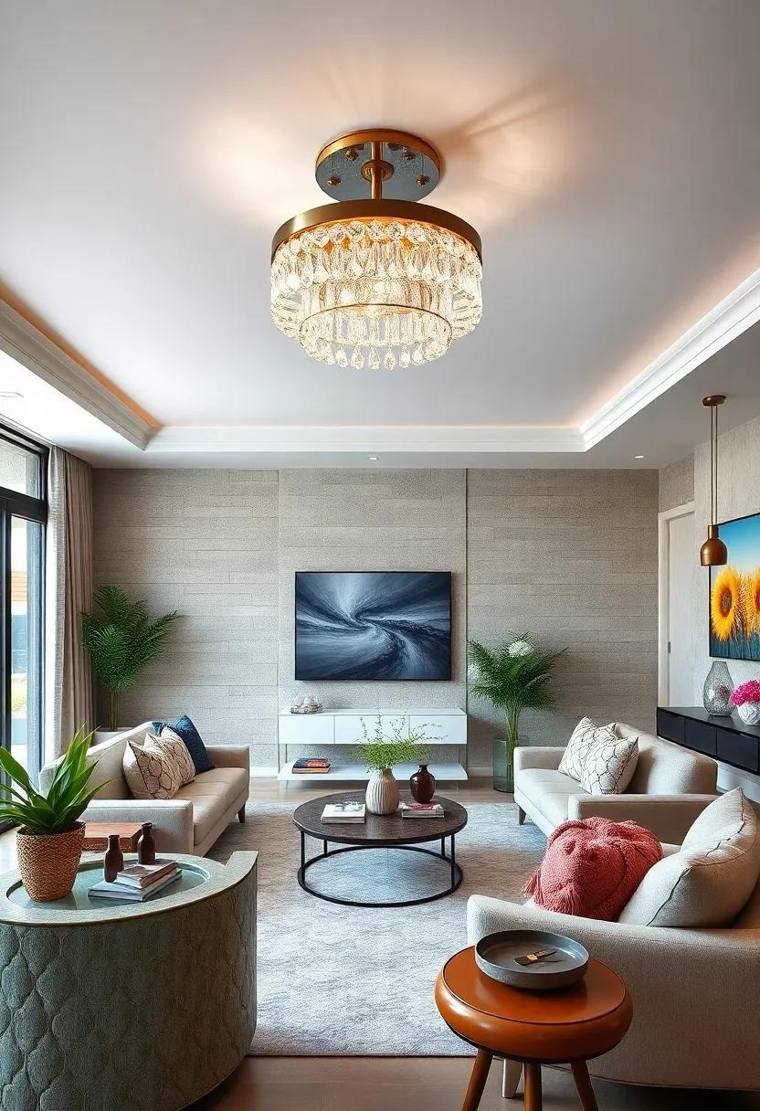 Crystal Accented Flush Mount: For a touch of elegance, choose a flush mount light adorned with sparkling crystals that radiate sophistication and glamour