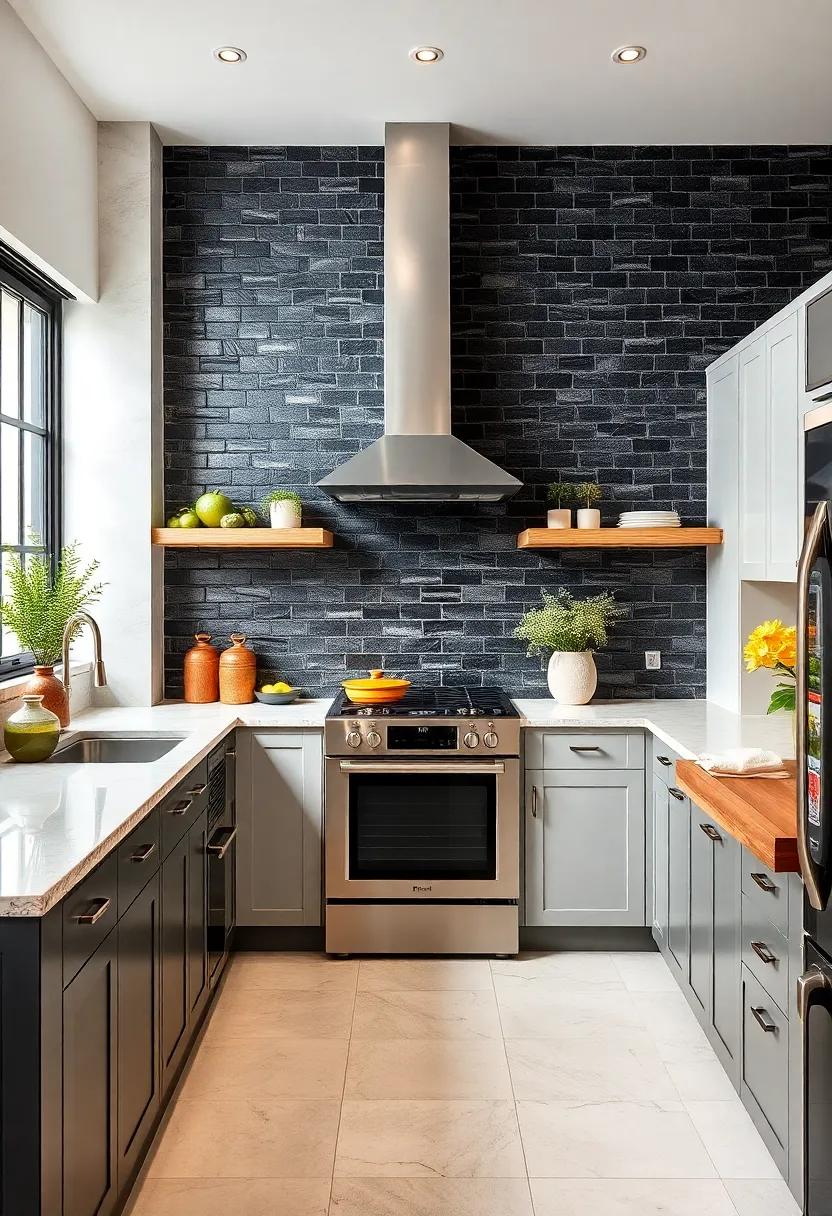 Bold Black Tiles: Make a statement with bold black tiles that add drama and depth, creating an upscale look‍ that pairs beautifully with bright cabinetry