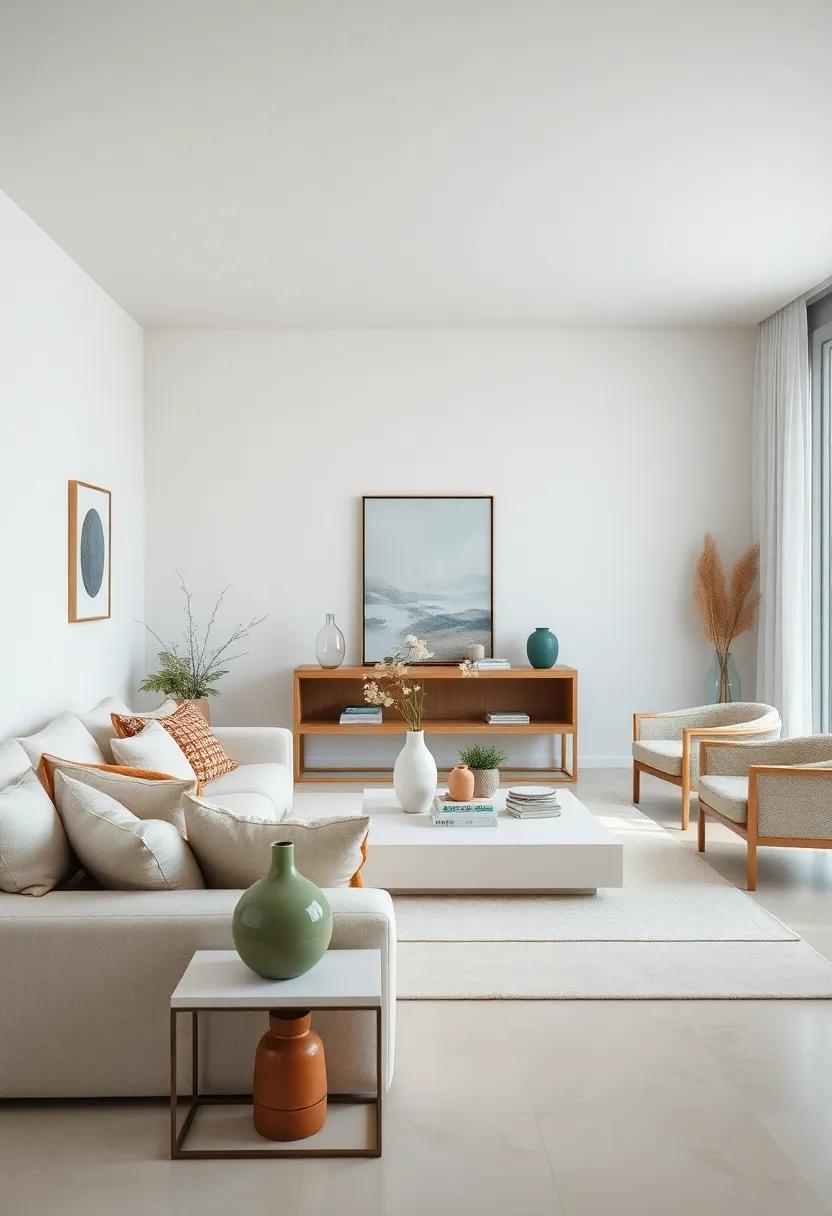 Thoughtful Arrangements: Curate a ​collection of like-colored decor items—think vases, books, and art—that reflect your serene⁢ theme