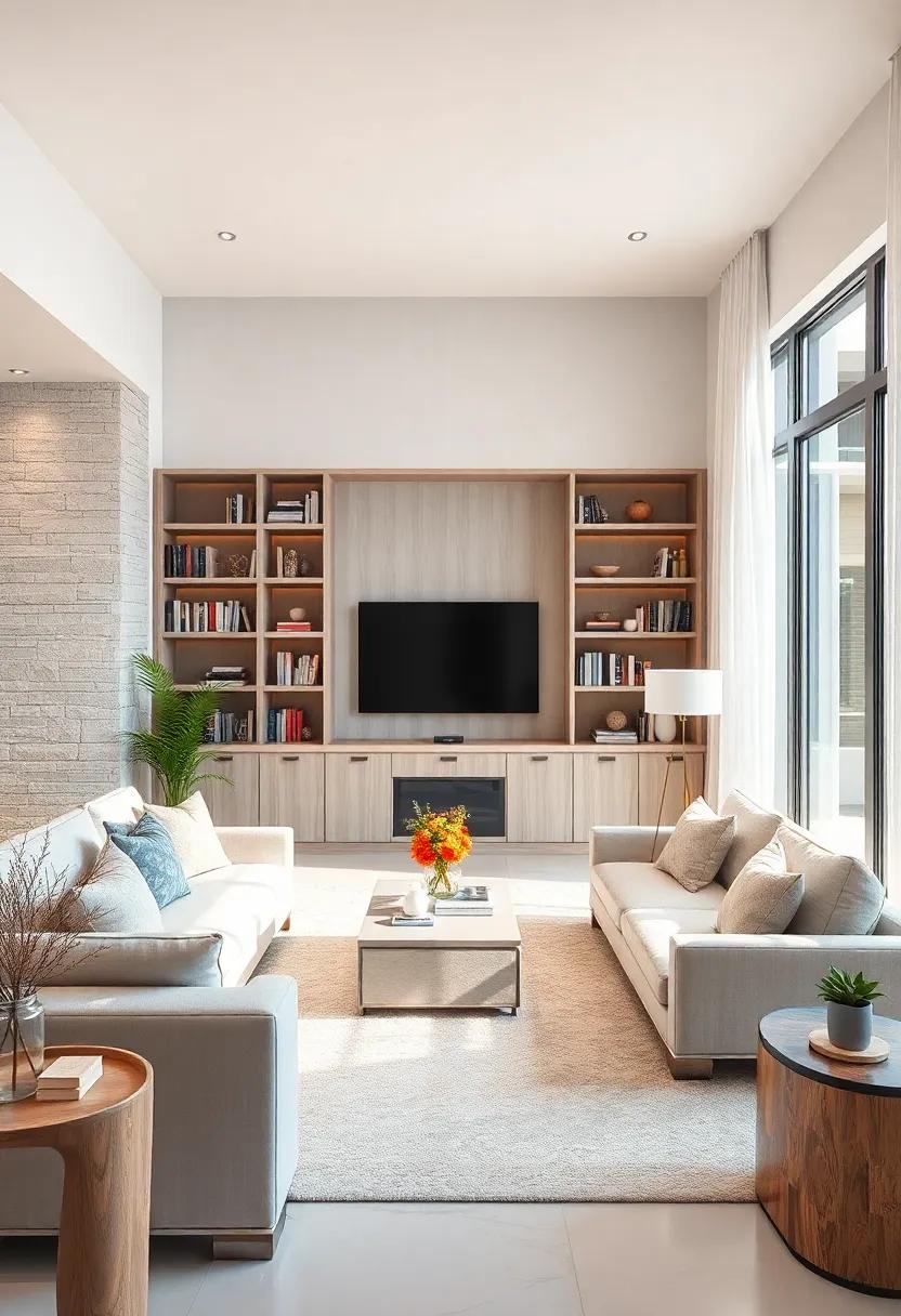 Built-In Shelving: Design custom shelving in⁤ a​ light⁣ wood or white finish to display curated books and treasures​ harmoniously