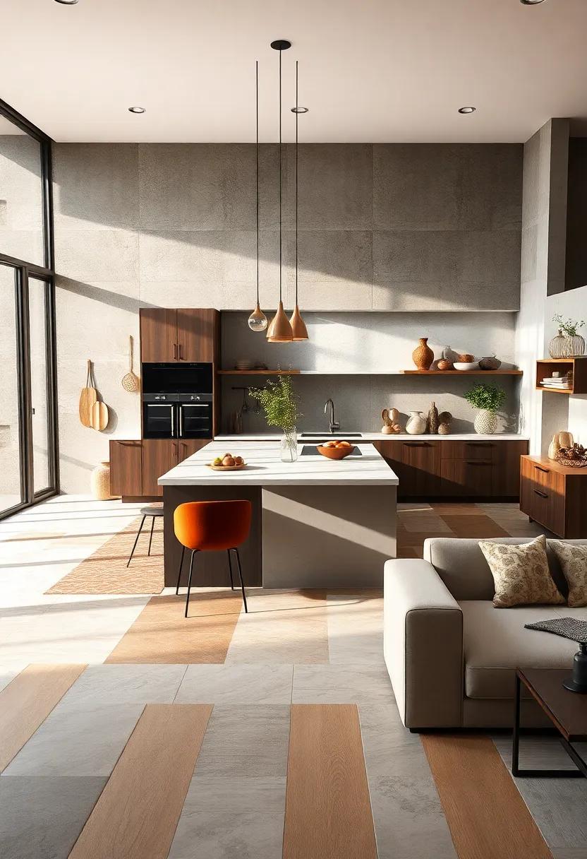 Experiment with⁤ flooring:⁣ Use unique flooring materials or design ​patterns around the ​island ‌to delineate the space and ⁢add visual appeal