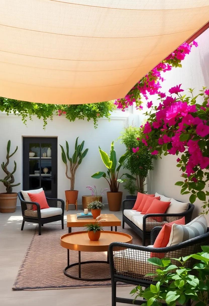 Bougainvillea - A sun-loving wonder, bougainvillea bursts forth with vibrant colors that contrast beautifully‌ against any hardscape