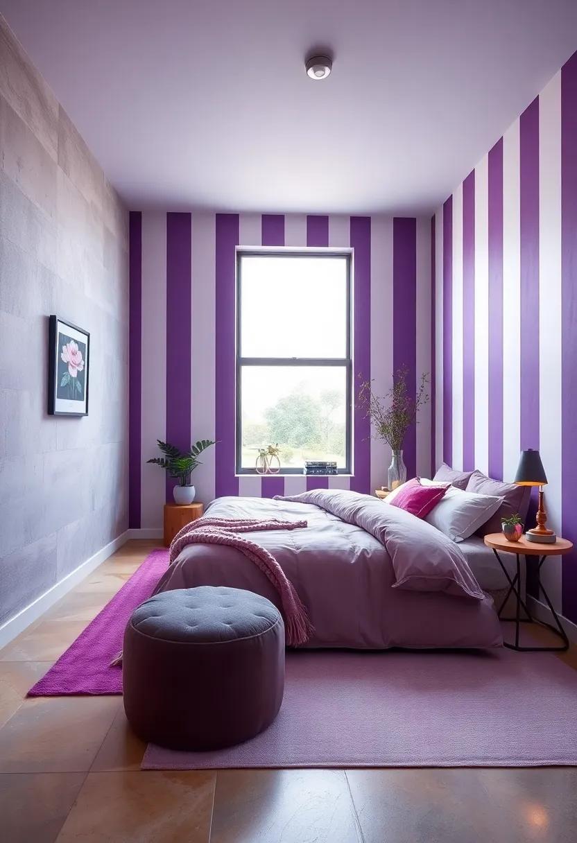 Soft Purple‍ Stripes:⁣ A playful‌ pattern of soft purple​ stripes​ can add ⁤visual interest and personality‌ to your walls