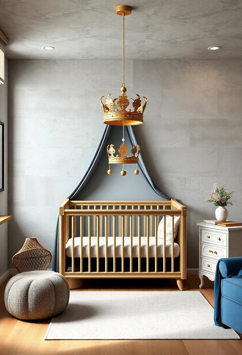 Crown-Capped Crib: Adorn‌ your little prince's crib‍ with a decorative ⁤crown mobile that adds a regal touch to his ​sleeping space