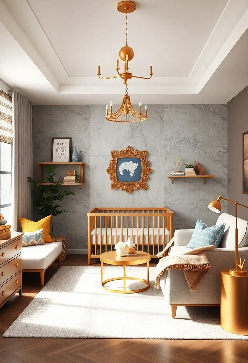 gold Accents: Utilize‍ gold or brass elements ⁢in frames, shelving, or accessories to ​bring a touch of luxury to the nursery