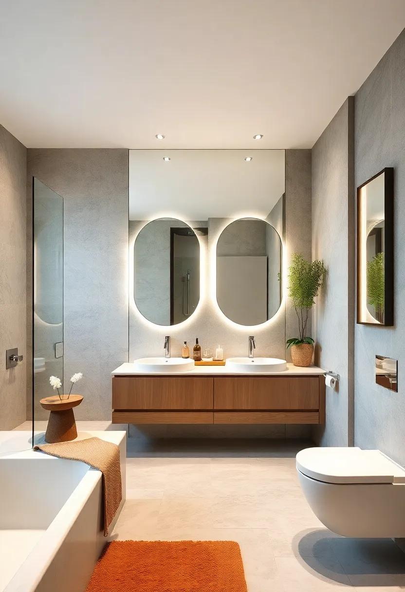 Two-in-One Mirrors: Choose mirrors that provide additional functions such as magnification or lighting, merging style with practicality