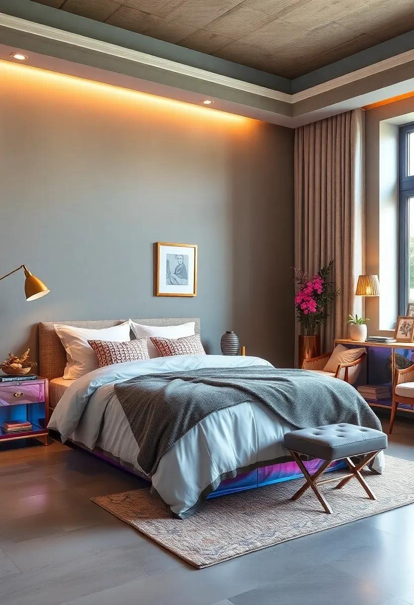 Painted Baseboards:‌ Elevate the ⁢look of your bedroom by painting ⁤baseboards in a shiny⁢ metallic hue that ⁢complements⁢ your wall color