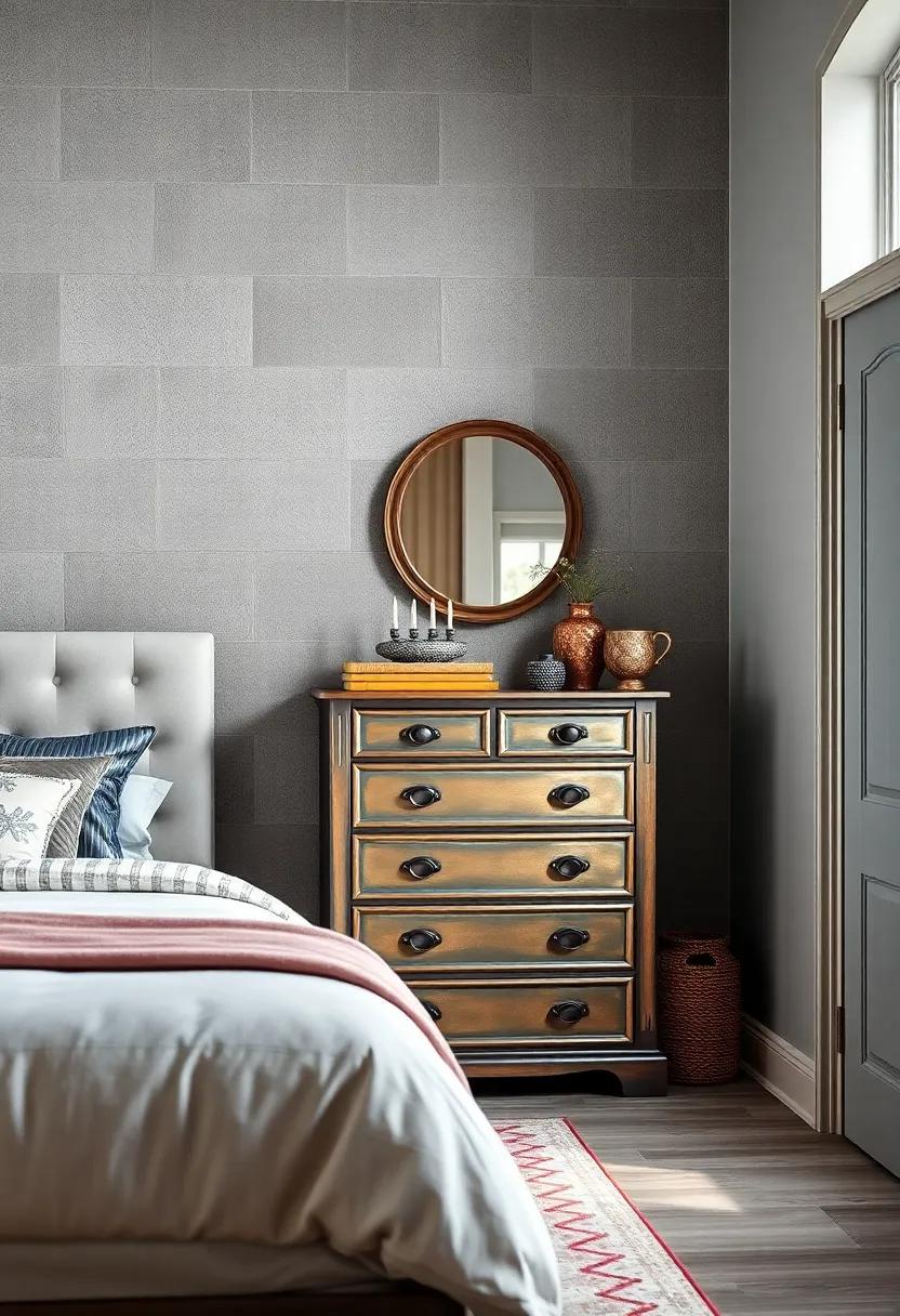 Painted‌ Chests of ⁢Drawers: Refresh a simple chest of​ drawers ‌by giving it a coat⁣ of ‍metallic⁣ paint ⁣for a vintage or modern look