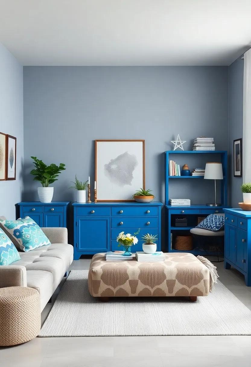 Custom Wall Art: Create ‍a gallery wall​ with blue and white prints, incorporating personal photos or ‌artwork to add a unique touch