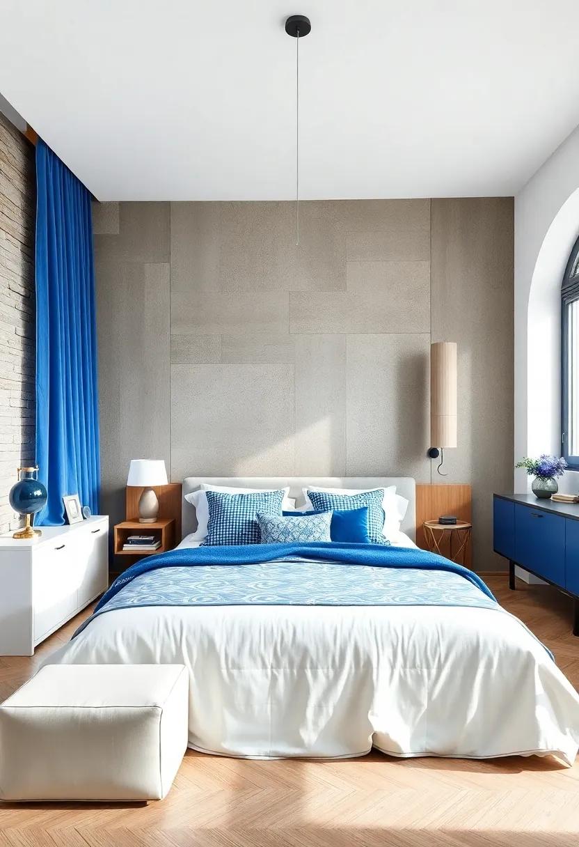 Blue ⁤and White Bedspread: Select a patterned or solid blue ‌and white bedspread that ties together the​ room's color palette seamlessly