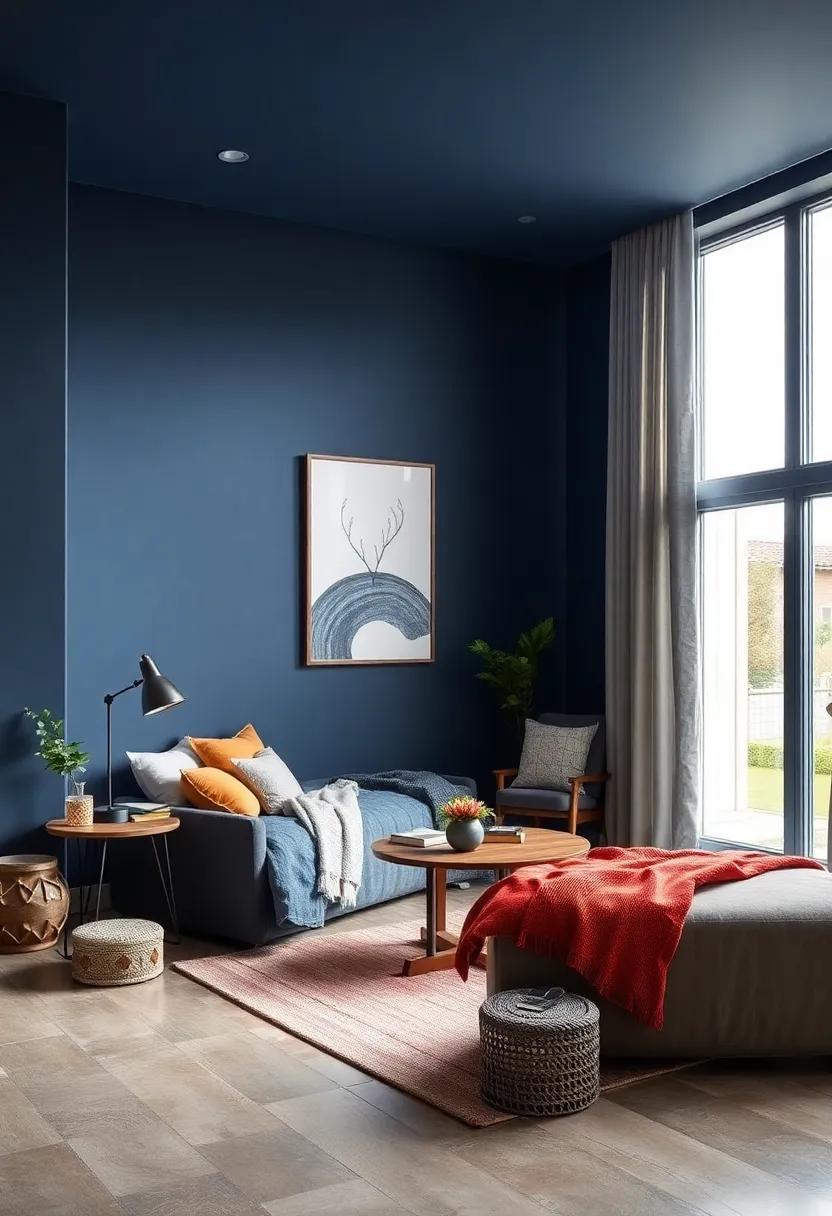 Embrace the Depth: Paint the walls in a rich dark blue shade to​ create a cozy, ⁢enveloping atmosphere that promotes relaxation⁤ and focus