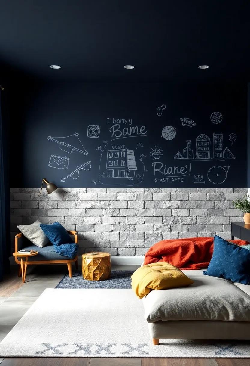 Interactive Chalkboard Wall: Create a chalkboard ‍feature wall for doodles, messages, and ​creativity ⁣to thrive in an inspiring environment