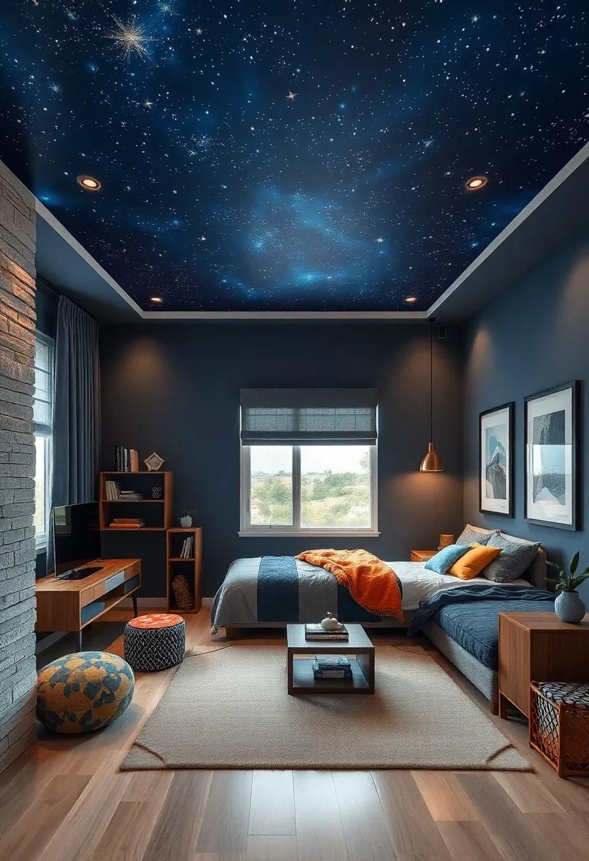 starry Sky Ceiling: Install glow-in-the-dark ⁣stars⁣ or‍ a ‌galaxy mural on the ceiling ‍to inspire⁢ creativity and ⁣wonder during bedtime