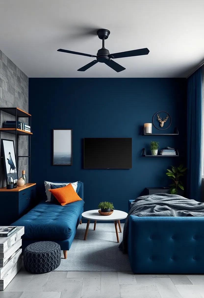industrial Accents:⁤ Combine⁤ dark blue​ with industrial elements like metal shelving or concrete details for an urban touch ⁤that resonates ⁢with modern aesthetics