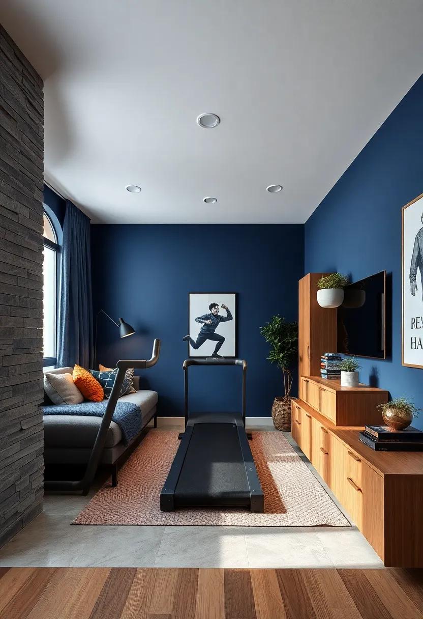 Relaxation ⁢Zone: Integrate a mini treadmill or ‍yoga mats in one ‍corner, promoting fitness and well-being in a⁢ stylish way