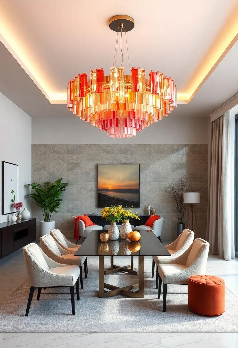 Crystal sunset: Choose ‍a chandelier that incorporates⁤ a gradient of colors, ‌reminiscent of a sunset,⁣ providing a unique ambiance as the light changes ⁣throughout⁤ the day