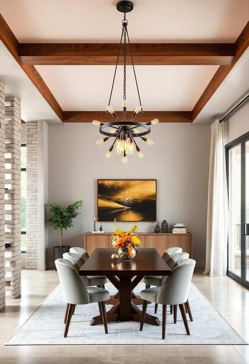 Industrial Edge: ‍A​ rugged ⁢wrought iron‍ chandelier brings an urban flair‍ to your dining area,featuring ‍exposed bulbs that add character and charm