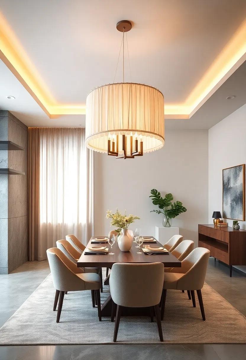 Soft Glow: A‌ fabric-draped ​chandelier that ‍emits a soft, diffused‌ light, creating a warm and inviting atmosphere perfect ⁢for intimate ‍dinner parties