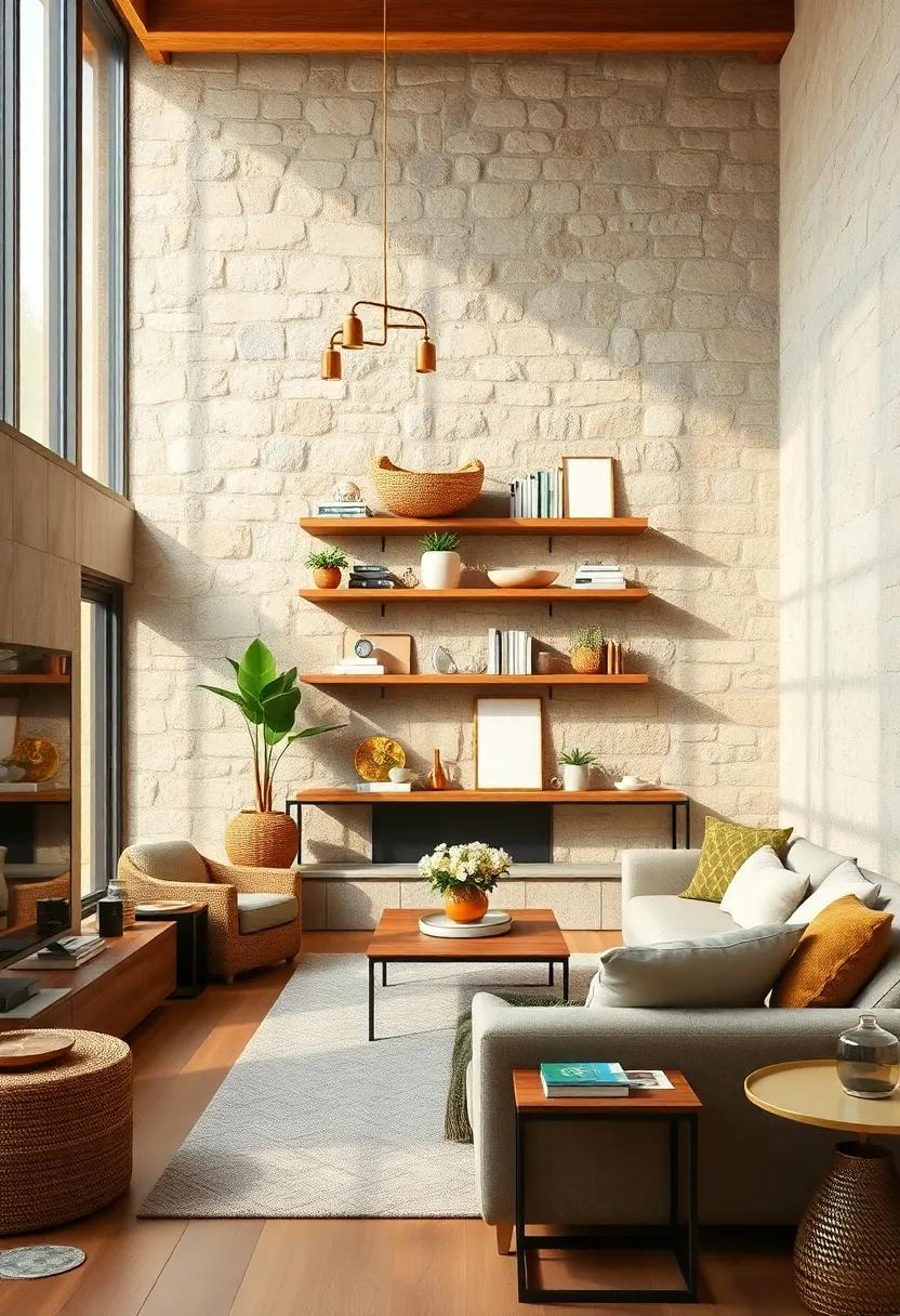 Use Open Shelving:‌ Showcase⁤ carefully⁣ curated natural decor and books ‍on wooden or metal shelves⁣ to keep the space airy and organized