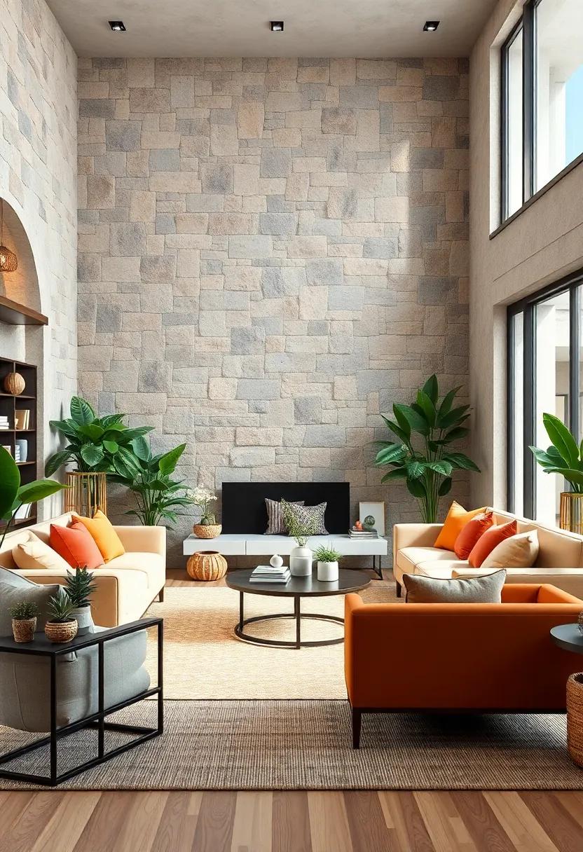 Use ​Indoor Plants: Bring ‍the outdoors in with lush greenery that softens the stone and adds life to the‌ room