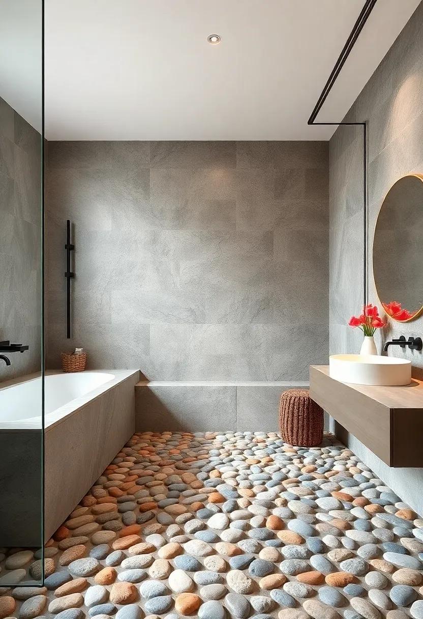 Design a⁣ pebble floor⁣ in your‍ shower to elevate ⁣the sensory experience, mimicking an outdoor oasis right in your home