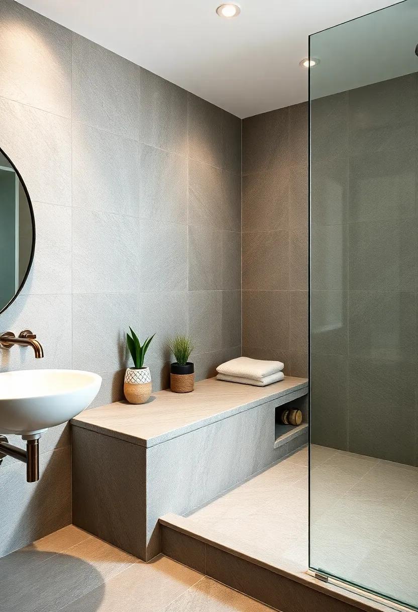 Design a built-in stone bench in⁢ your shower, offering convenience and a⁢ spa-like feel while ensuring durability and style