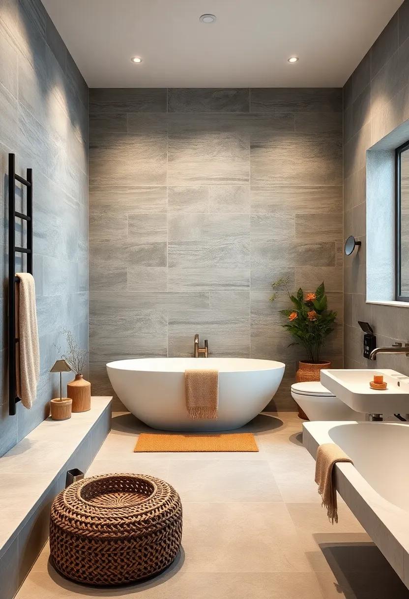 Embrace the rustic charm of slate⁤ for wall cladding,adding‌ a natural ⁤texture that enhances the⁣ overall ambiance⁣ of your luxury bath