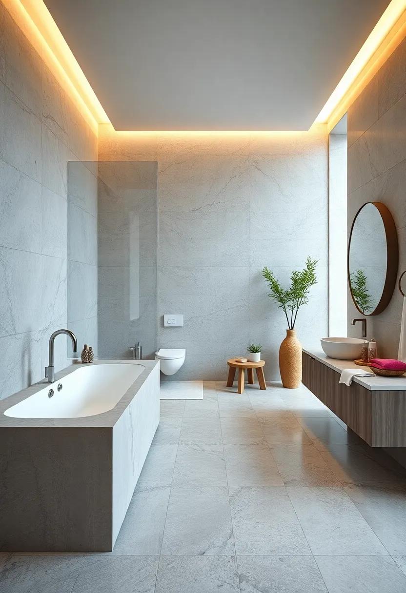 Embrace a minimalist‍ approach with polished ‌concrete surfaces,‍ delivering elegance ⁤while ​ensuring a contemporary and spa-like ambiance