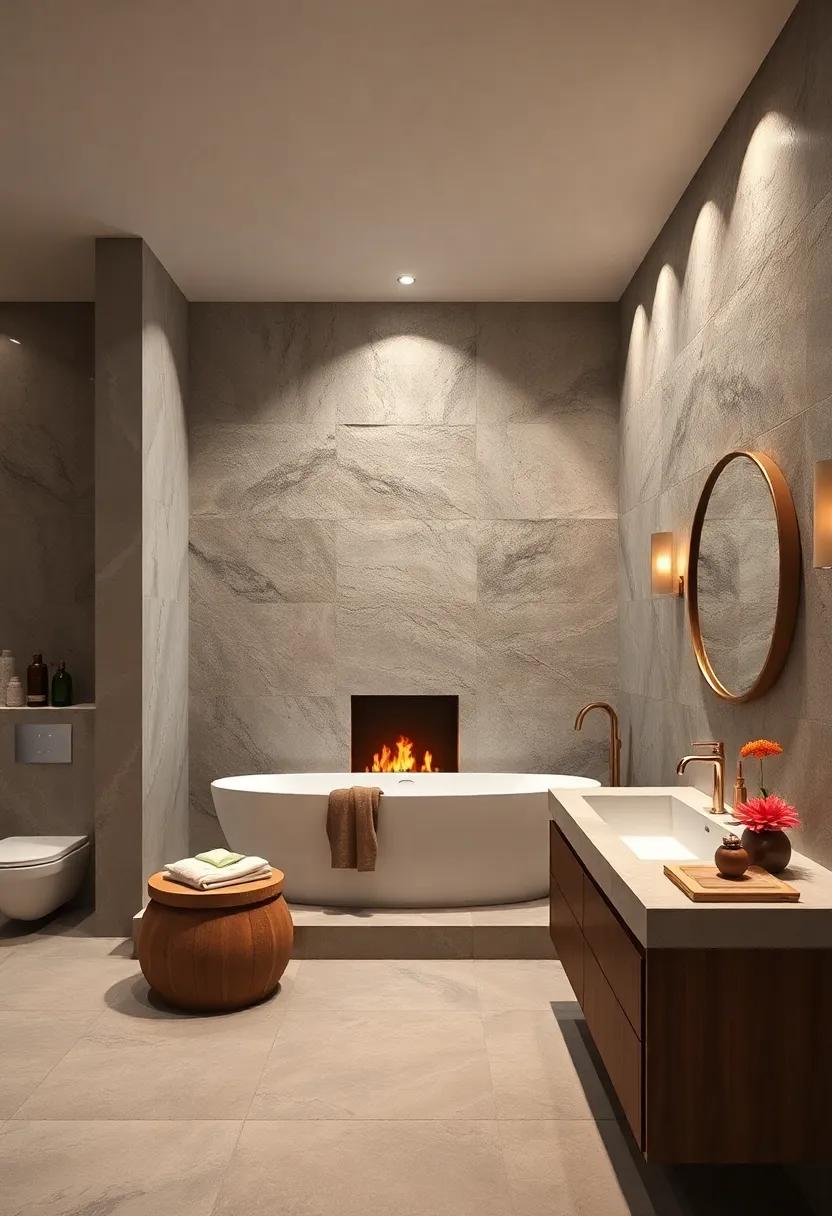 Feature a stone​ fireplace in your bathroom ⁣for ⁢a truly opulent touch,merging ⁣relaxation⁢ with elegance⁣ on cold nights