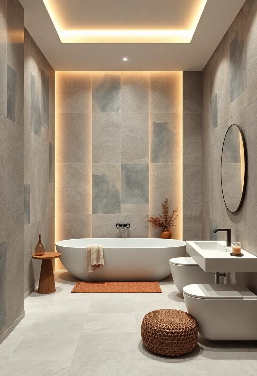 Incorporate backlit stone ​panels for a dramatic effect, ‌adding warmth and inviting glow to your bathroom ambiance