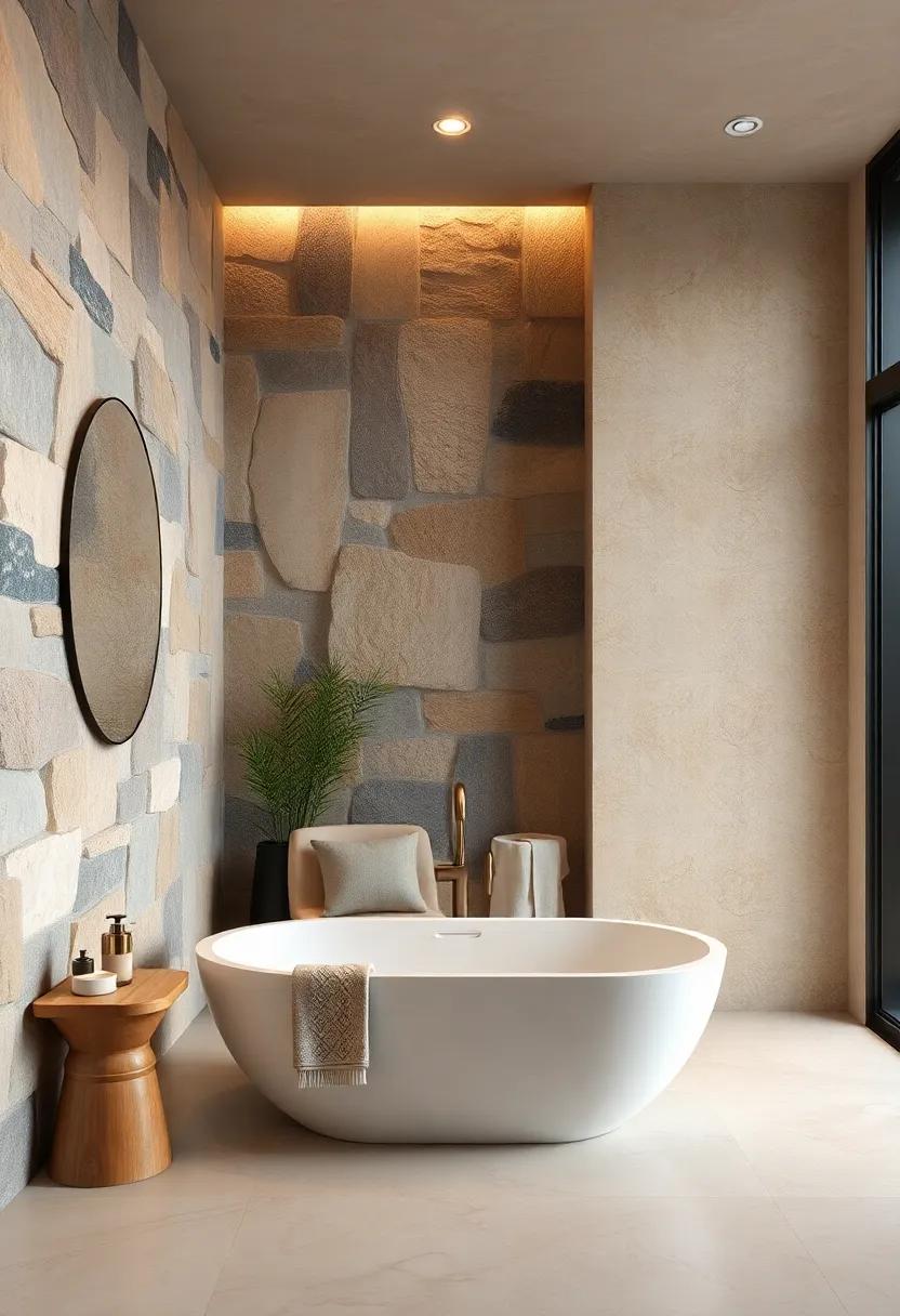 Mix different ​stones ⁢to create a⁢ unique, artistic pattern on the walls, offering a rich visual experience⁣ and showcasing creativity