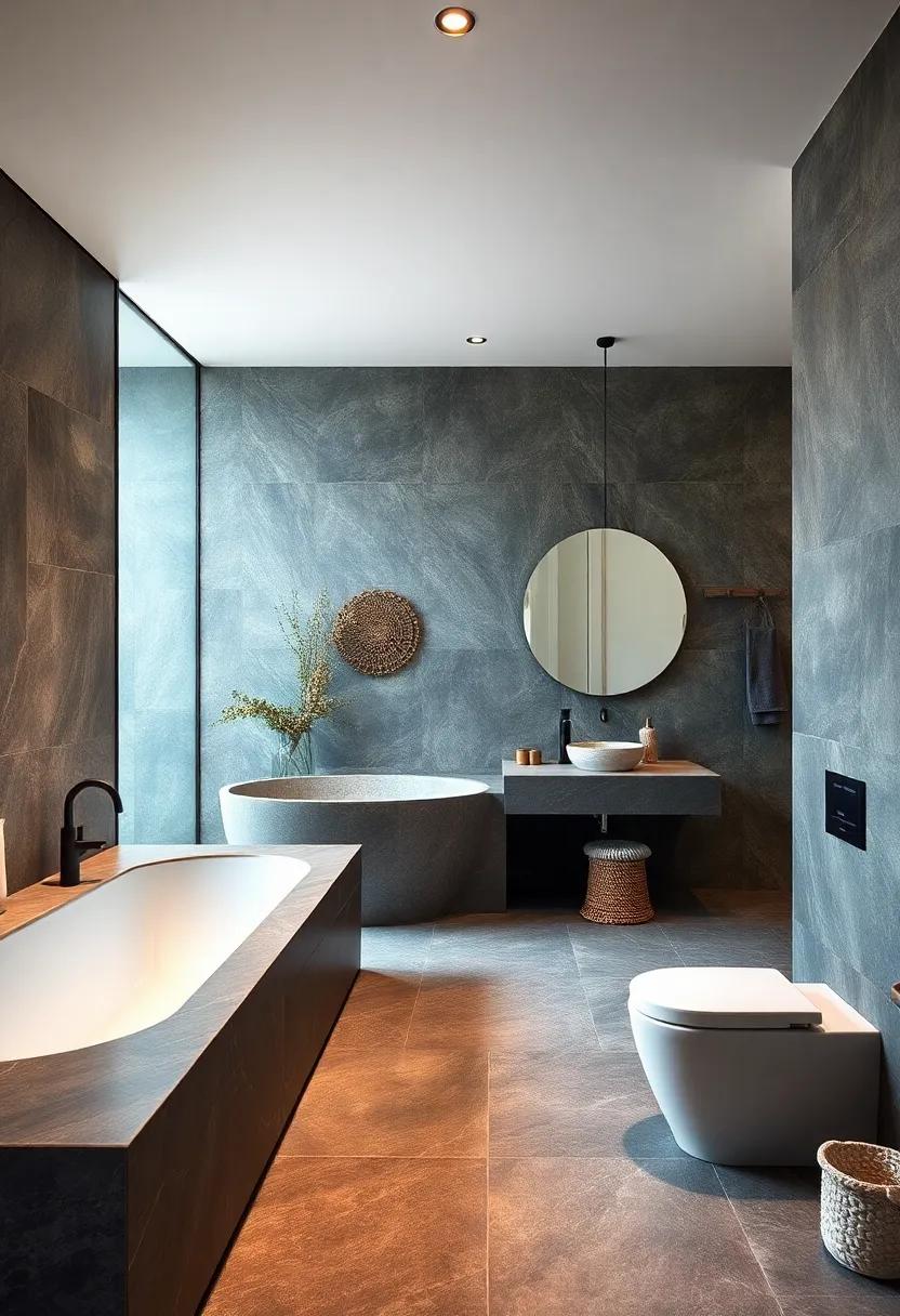 Utilize soapstone for its rich, dark tones and comforting feel, creating a relaxing environment ⁢with an earthy element