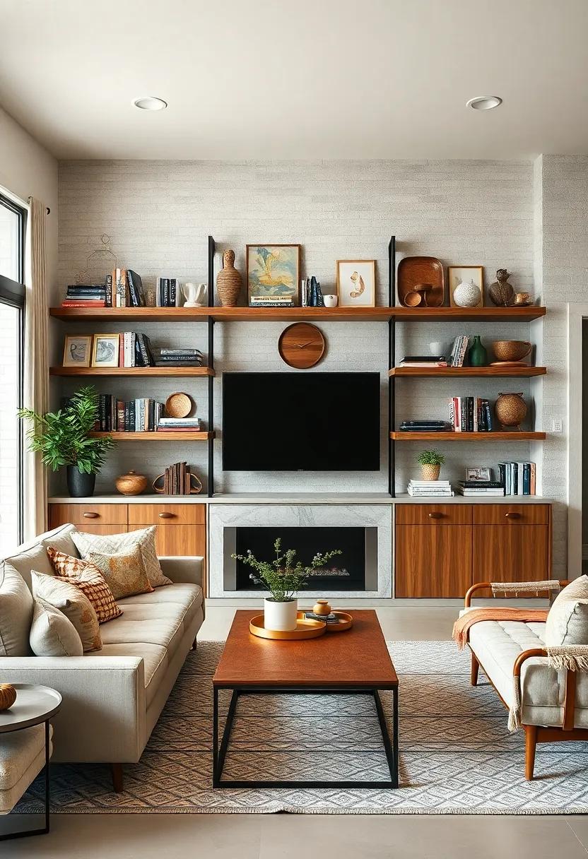 Use open shelving units to display a⁣ combination of books, decorative trays, and vintage‍ finds, reflecting‍ your personality and interests