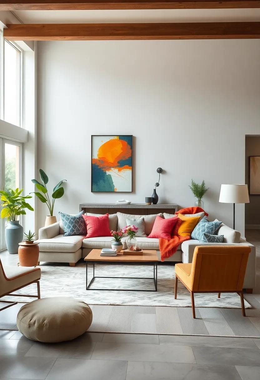 Use a bold accent color​ on certain ⁤decor items, like​ cushions or artwork, to add a splash⁢ of personality while maintaining a balanced look